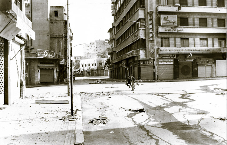 Borrel (SIPA press) - Two Boys Running from Fighting in Beirut, Lebanon
