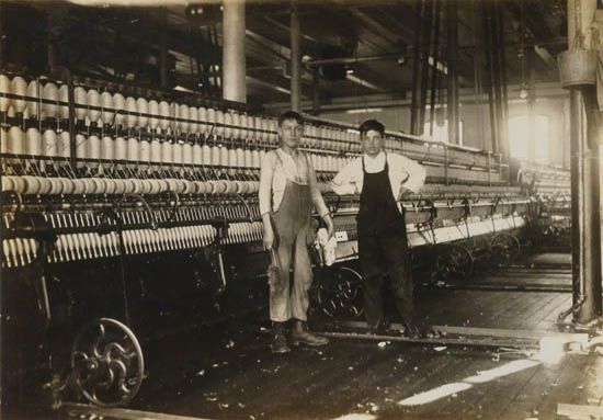 Photo Detail - Lewis W. Hine - Massachusetts Mill, Working in Mule Room