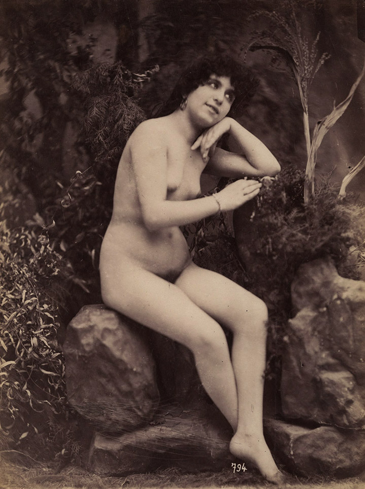 Photo Detail - Gaudenzio or Guglielmo Marconi - Nude Seated on Studio Rocks