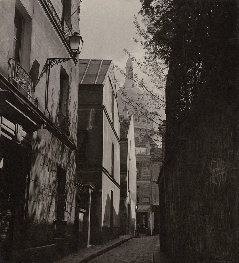 Photo Detail - Albert Monier - Montmartre Area Street in Paris with Sacre-Coeur in the Background