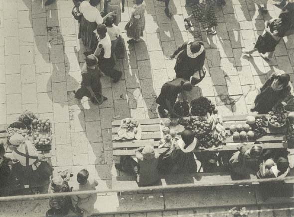 Photo Detail - Anonymous (Czechoslovakia) - Overhead View of a Fruit Market, Czechoslovakia