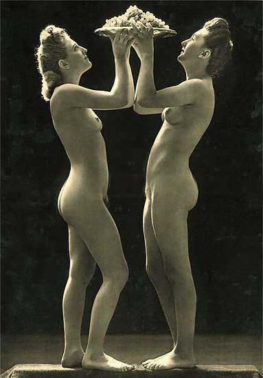 Photo Detail - Jean-Marie Auradon - Two Nude Women Holding Plate of Grapes