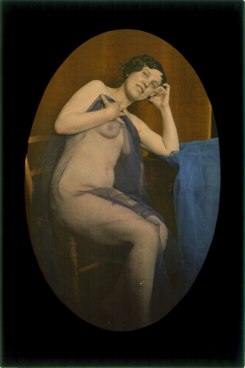 Photo Detail - Anonymous - Female Nude Draped with Blue Veil