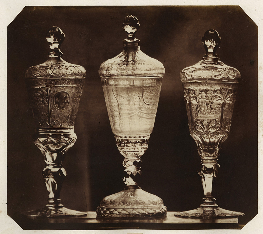 Ludwig Belitski - Three Engraved Covered Glass Cups
