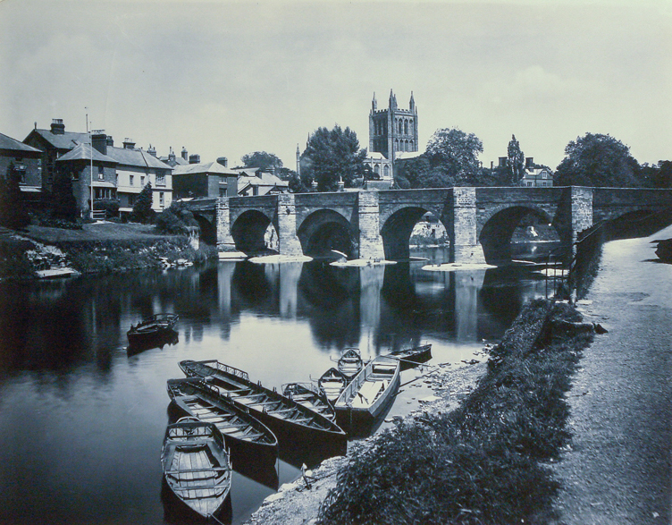 Adolphe Braun & Co. - Hereford Cathedral and Wye Bridge, England
